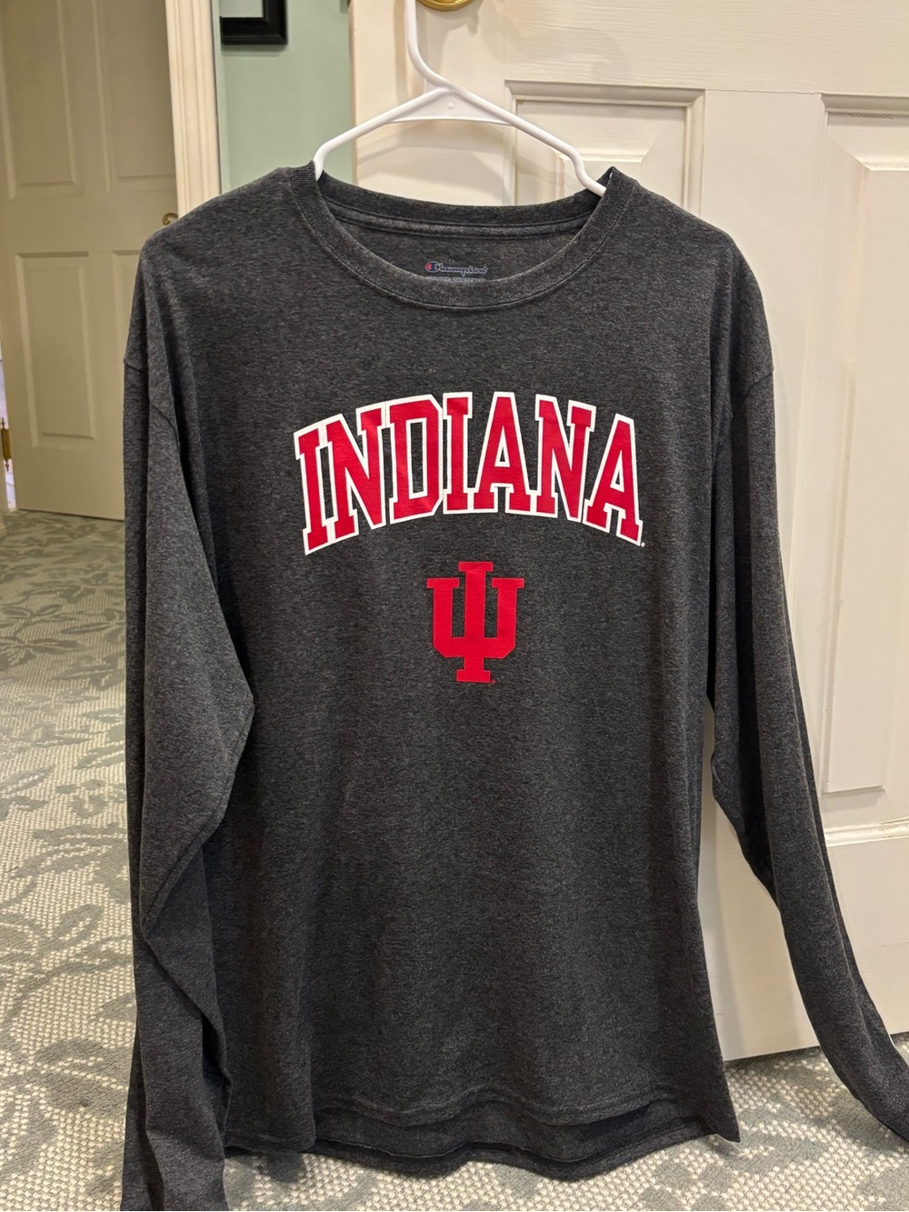 Brand New Champion Dark Gray Long Sleeve Tee with Red Indiana Logo